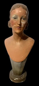 Image of Antique 1920s plaster mannequin bust with glass eyes 