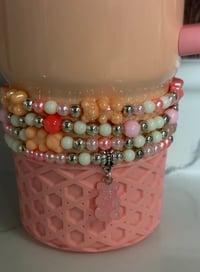 Image 1 of Pastel Gummy Bear Tumbler Bracelet Stack | Peach & Pink Cup Accessory