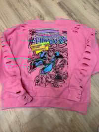 Small - Xlarge pink spider *oversized destroyed sweatshirt