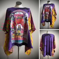 Image 1 of Upcycled “Led Zeppelin/Tour Poster” kantha quilt poncho