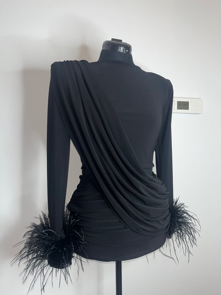 Image of Roxy Dress- no drape with feathers