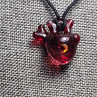 Image 2 of MINIATURE "LOVE YOU TO THE MOON AND BACK" ANATOMICAL HEART PENDANT 5