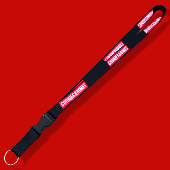 Image of Black and Red Cookies&Dimes Lanyard