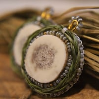 Image 1 of Pebble Antler Sweetgrass Dangles