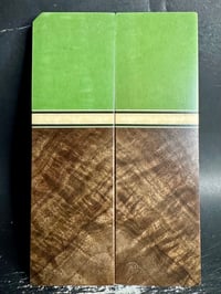 Image 2 of Green & Black Paper Micarta & Curly Walnut Segmented Knife Scales