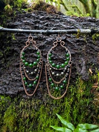 Image 1 of Jade chained hoops *for stretched ears only*