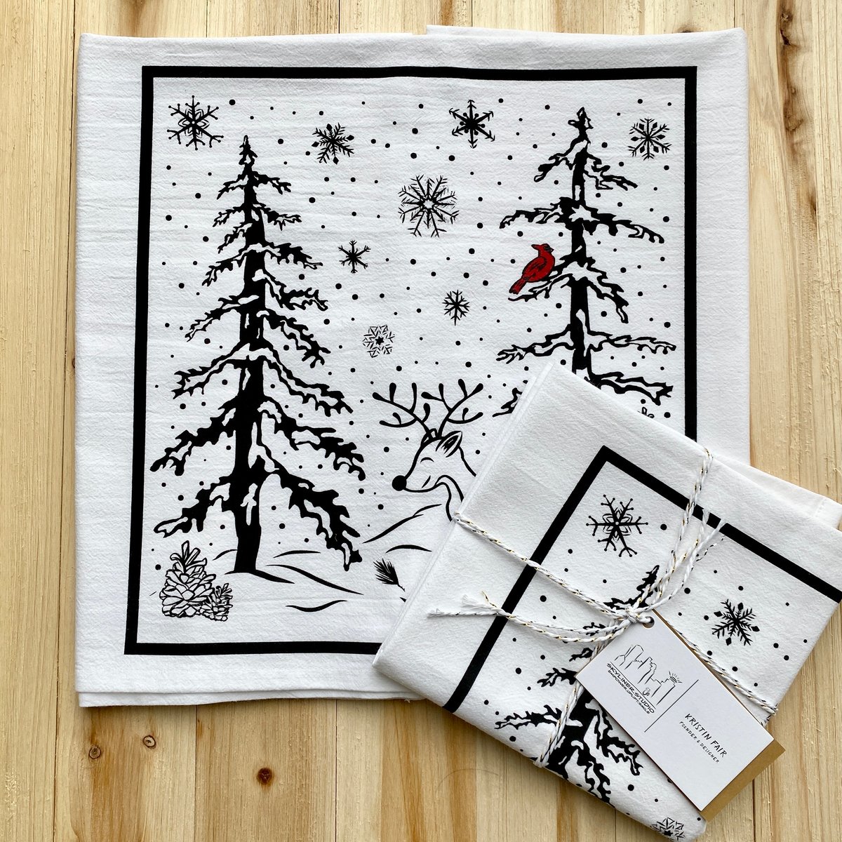 Winter Wonder Lane Gray Holiday Tree Hand Towel