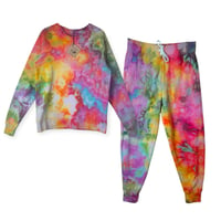 Image 1 of M Ladies/Junior's Sweatsuit Set in Shocking Rainbow Ice Dye