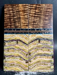 Image 2 of Curly Koa & Mammoth Tooth Segmented Knife Scales 