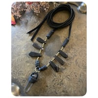 Image 3 of The Ariella Wrap Necklace - Smokey Quartz and Kodiak Black Leather  