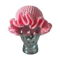 Image 2 of Pink Ruffle Crochet Hat