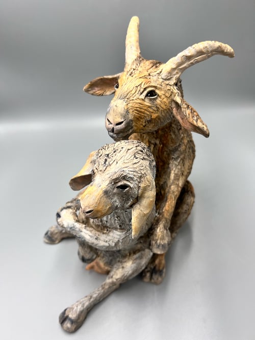 Image of 2 Old Goats under a harvest moon- Julie Kradel Solo Exhibit