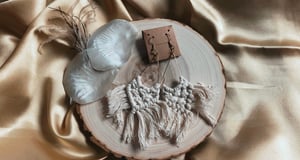 Image of Teardrop Macrame Earrings: Cream