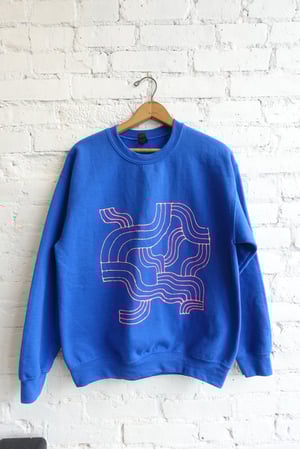 Clark Derbes / Sweatshirt, Pink on Blue, Medium
