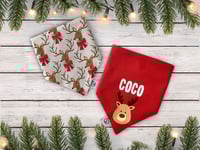 Image 1 of Classic Reindeers - Personalised Reindeer Reversible Bandana