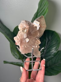Image 1 of  SMOKEY RUTILE IN QUARTZ CLUSTER ON STAND B