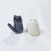 Image 6 of Glow In Dark Black Cat With Ghost Mask Ceramic Figurine 2