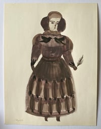 Image 1 of Noble Lady in blackberry stain - folk figure - gouache painting 
