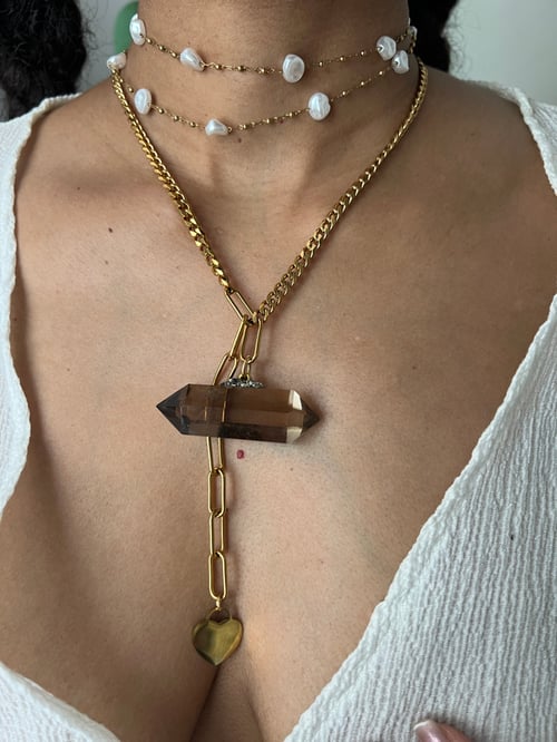 Image of DARA • Smokey Quartz Drop Necklace