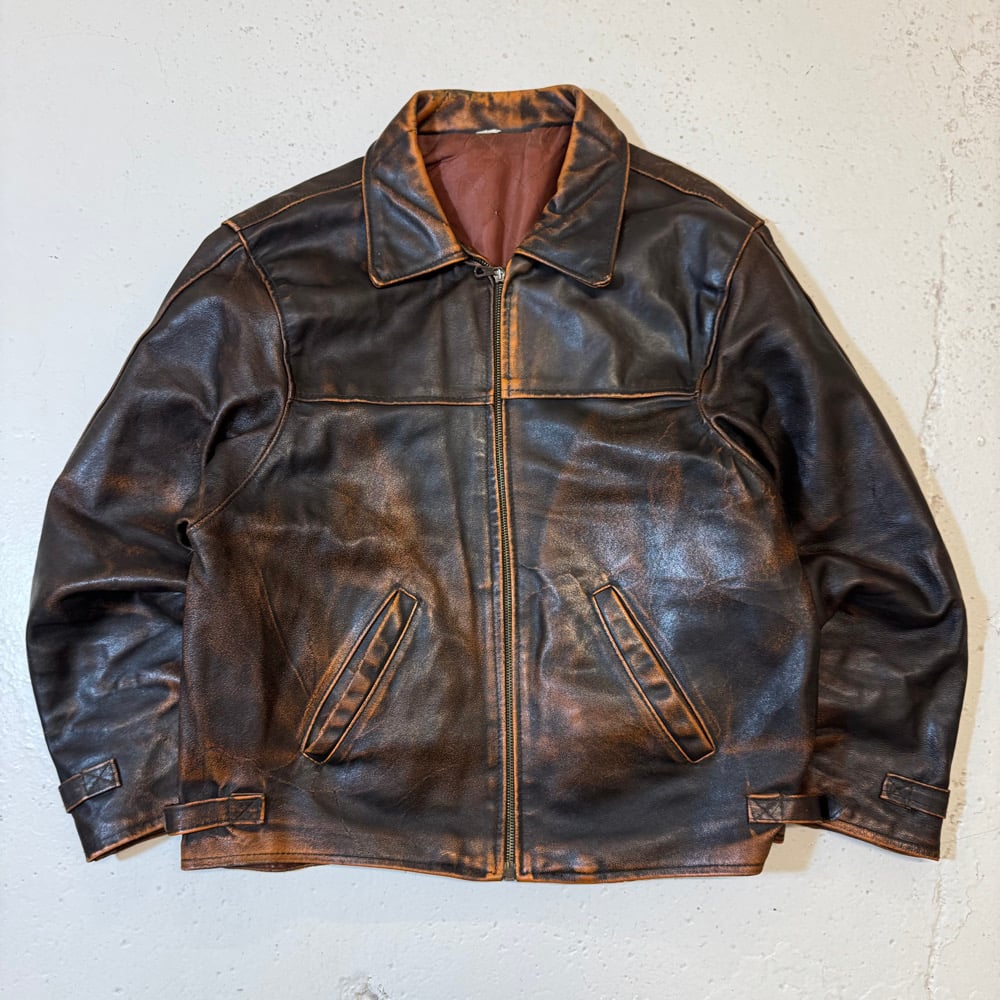 Image of 1990s Cropped Heavweight Leather Jacket, Size Medium