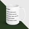 White glossy mug with Mickelsen's Ten Laws of Glass  (Free shipping)