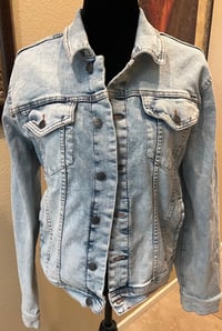 Image 2 of Vintage Denim Jean Jacket Skull Forever Wild & Free