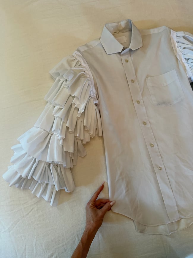 vintage white flamenco ruffle blouse 60s 70s