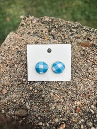 Image 3 of 15mm Gingham Button Earrings