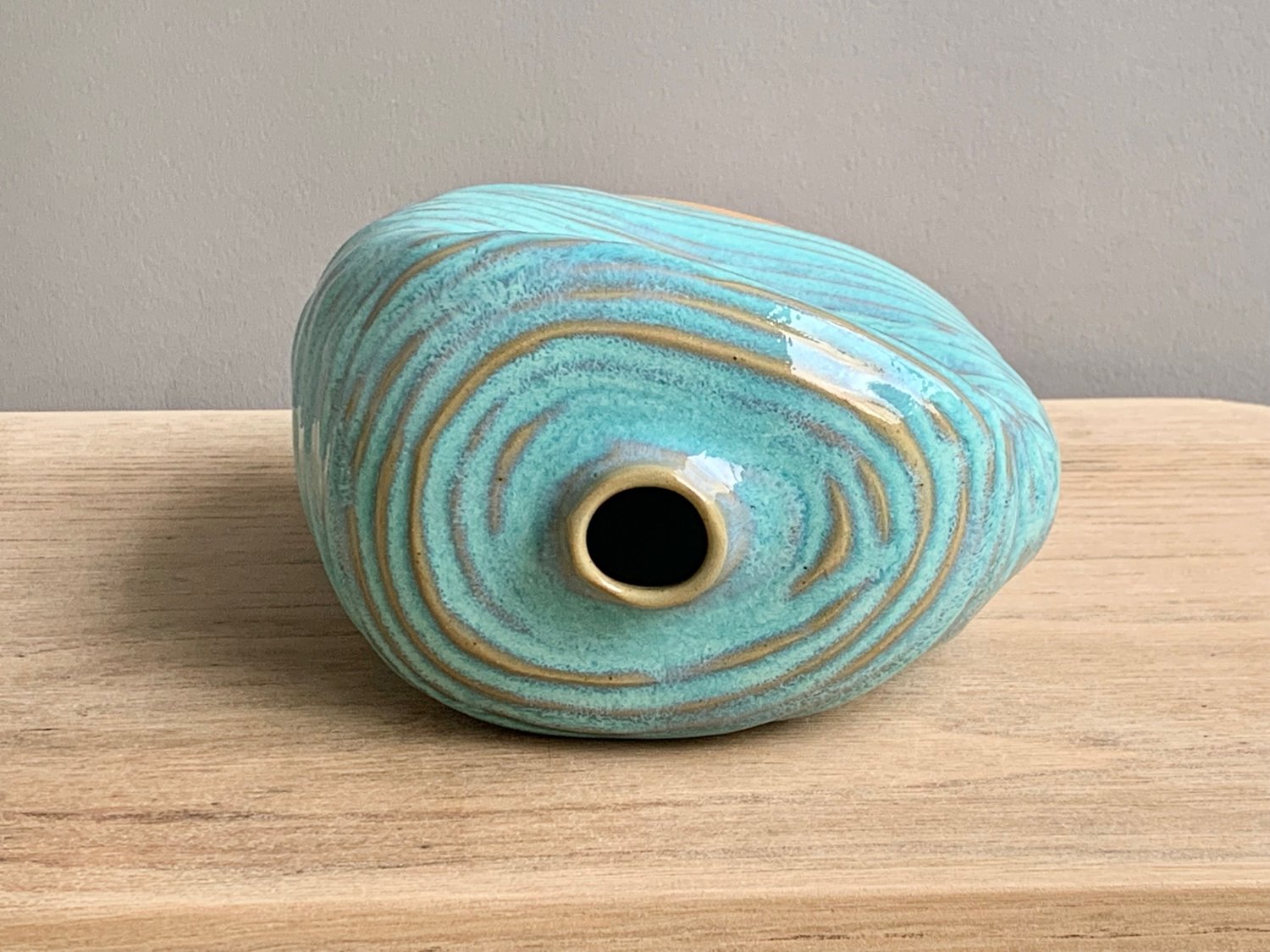 Image of Sea Bottle, copper glaze. 