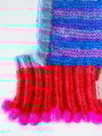 Image 4 of Sofie and Iris Striped Lilac, Blue, Red and Light Blue Mohair Balaclava
