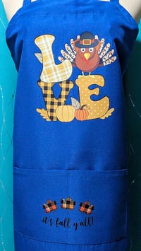 Image 2 of Turkey Love Fall Apron (blue)