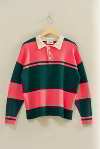 Image 1 of Pink and Green Striped Sweater 