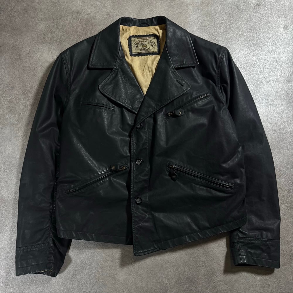 Image of 1990s Armani Jeans Leather Jacket, Size Large