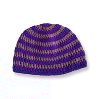 Purple Striped Fitted Beanie