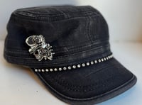 Image 1 of Acid Washed Cadet Hat Silver Skull