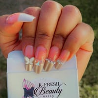 Image 2 of Nails - Long (Gold Tips Bling)
