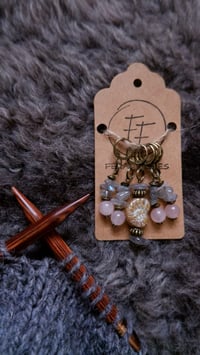 Stitch Markers - Set of 5 (Rose Quartz/Moonstone)