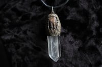 Image 1 of dead good ginuea pig paw and quartz pendant 
