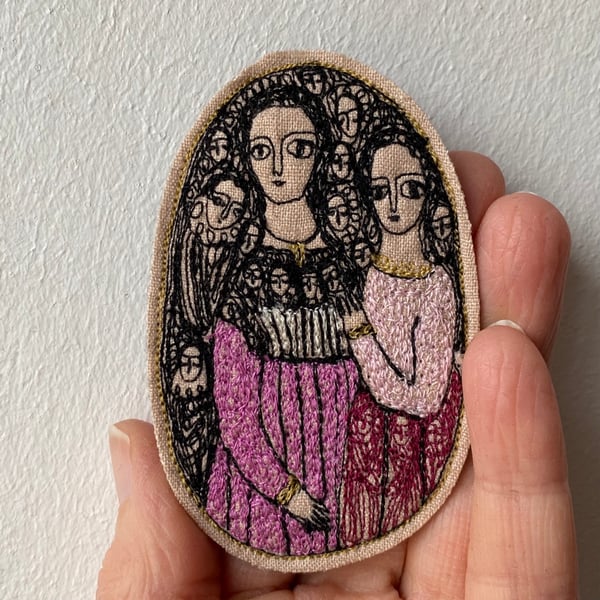 Image of  daughters in pink - embroidery brooch 