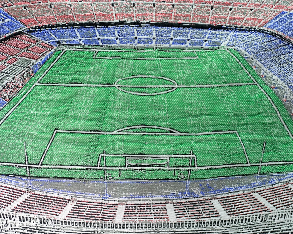 Image of Vintage Camp Nou Football Stadium Large Embroidered Tapestry 