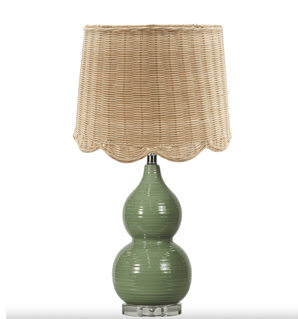 Image of Sage Green Lamp with Scallop Shade