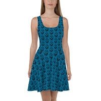 Image 1 of Artbot Cyber Bunny Printed in Black Skater Dress