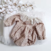 Image 1 of Boho newborn girls bodysuit | Bethany |beige | photoshooting clothes