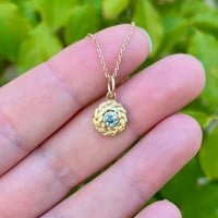 Image 4 of Gold Wreath Charm, Blue Zircon