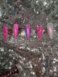 Image 8 of  Pink Barbie dream Long stiletto gel press on nails