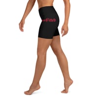 Image 1 of BossFitted Black and Red Splash Yoga Shorts