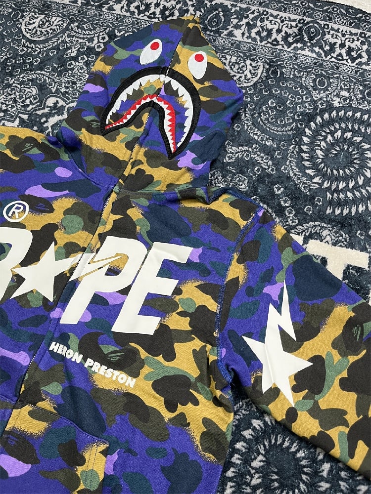 Image of BAPE x Heron Preston Mix 1st Camo Shark Relaxed Fit Full Zip Hoodie