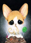 Orange Sphynx Cat Art Print
