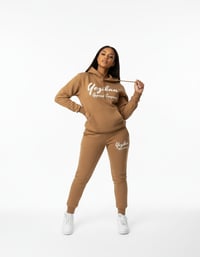 Image 2 of YAC Camel Signature Print Pullover Jogger Suit 