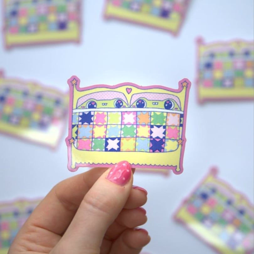 Image of Bed Frogs Sticker